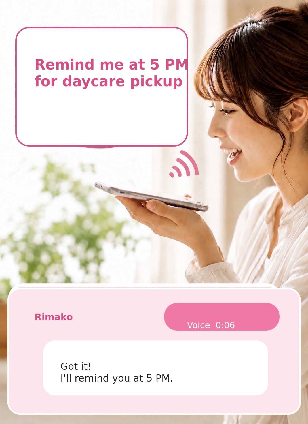 Set an automatic reminder by messaging LINE