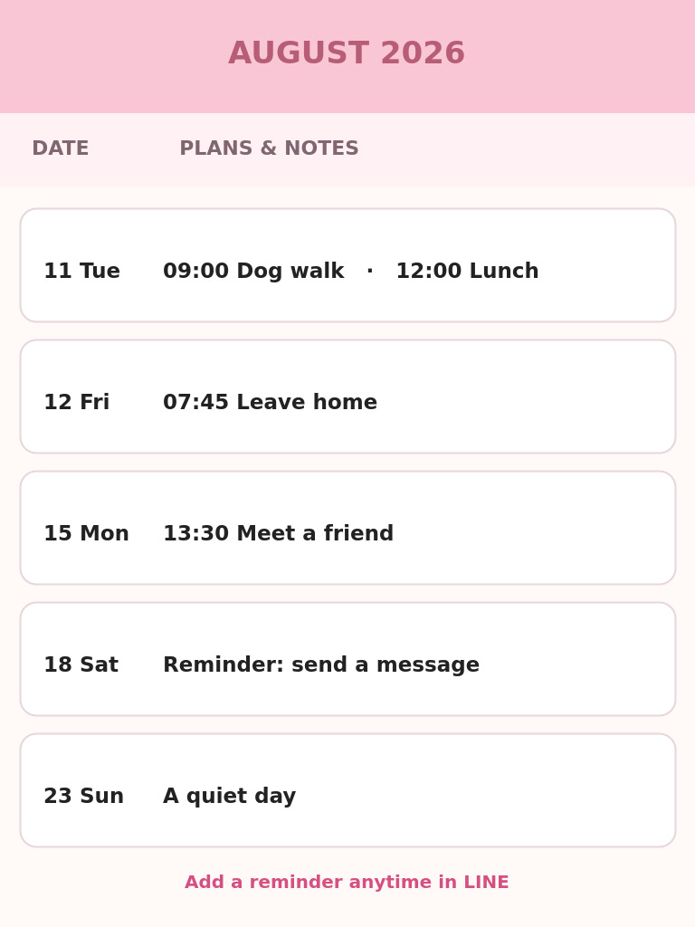 A planner-like monthly schedule
